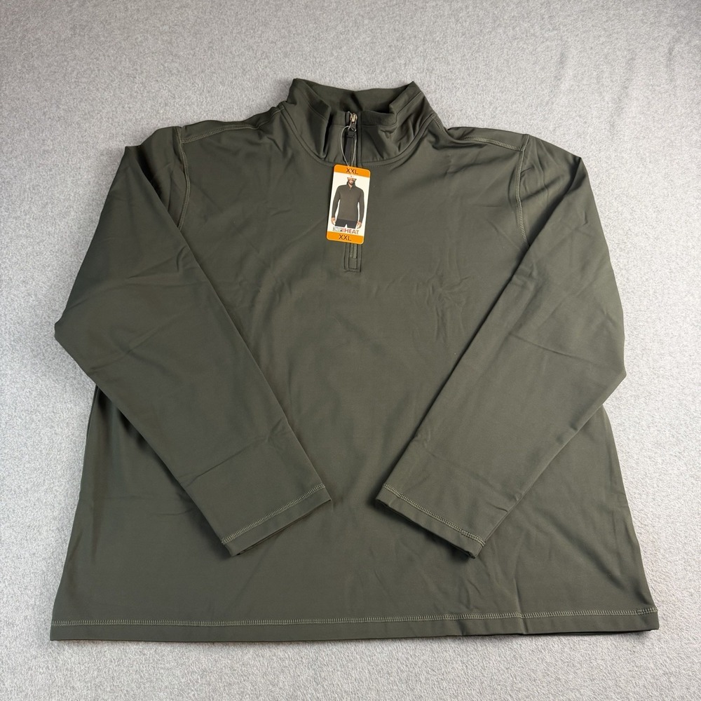 32 Degrees Heat Mens XXL Quarter Zip Pullover Fleece Army Green Stretch NWT